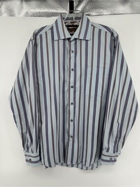 Neiman Marcus Y2K Business Luxury Corporate Stripe B/F Dress/Causal Shirt SzM